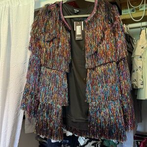 Nasty Gal Black Fringe Cardigan Coat